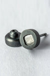Parts of Four Stud Earrings Collection II Highly Handcrafted Natural Stone PS4-1035-9-KA+DIA-HEI Black Oxidized Sterling Silver+0.1 Carat Diamond Slice PPOF44